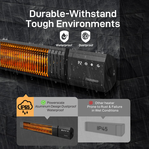 PowerScale infrared heater includes memory function to recall last settings.
