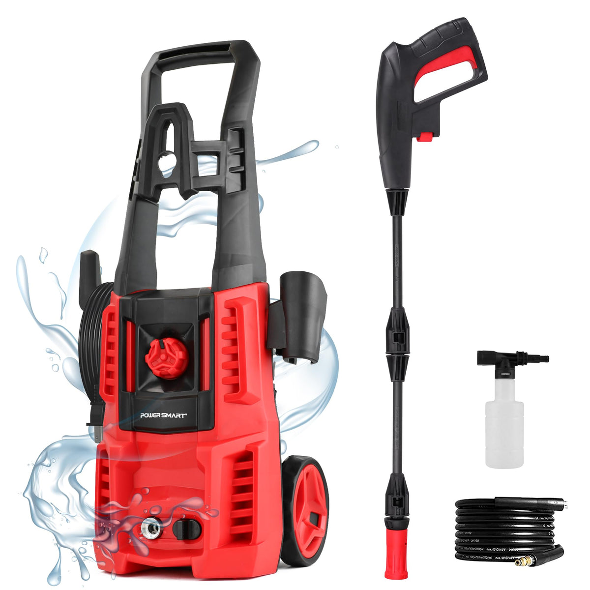 PowerSmart electric pressure washer 4800 PSI with rugged nozzle spray on tough surfaces.