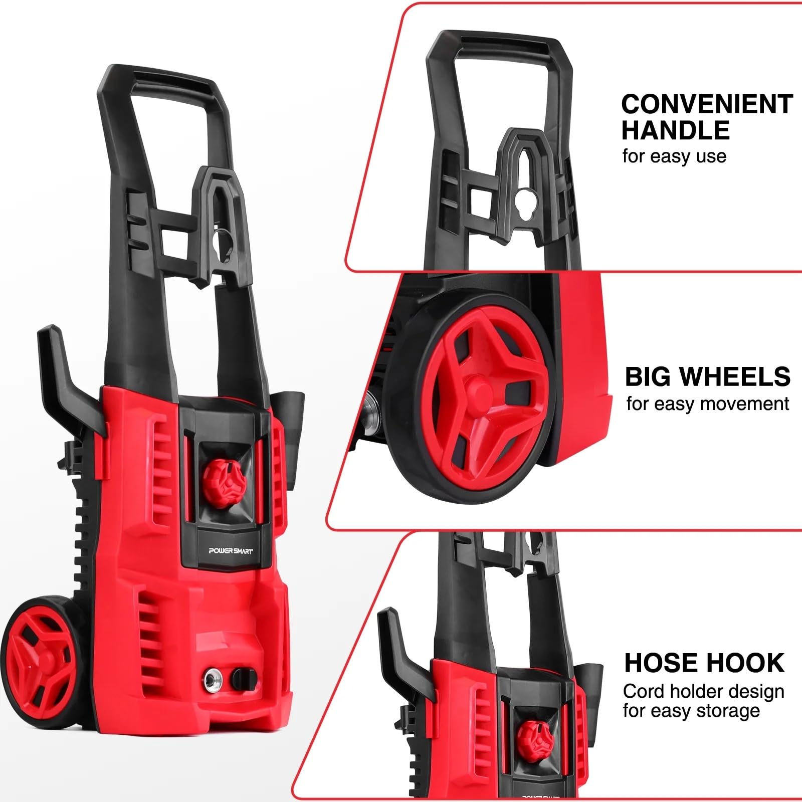 PowerSmart hose hook keeps the hose tidy and tangle-free.