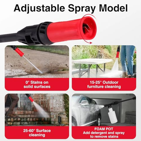 PowerSmart 23-foot hose offers extended reach with kink-resistant design.