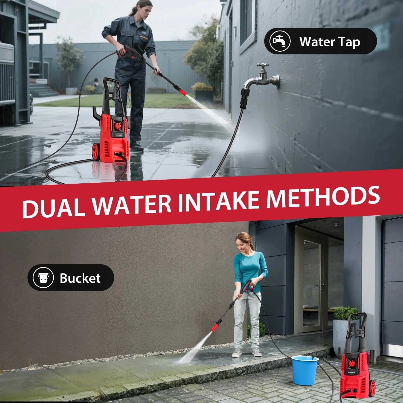 PowerSmart 4800 PSI spray tackles rust and mold on outdoor surfaces.