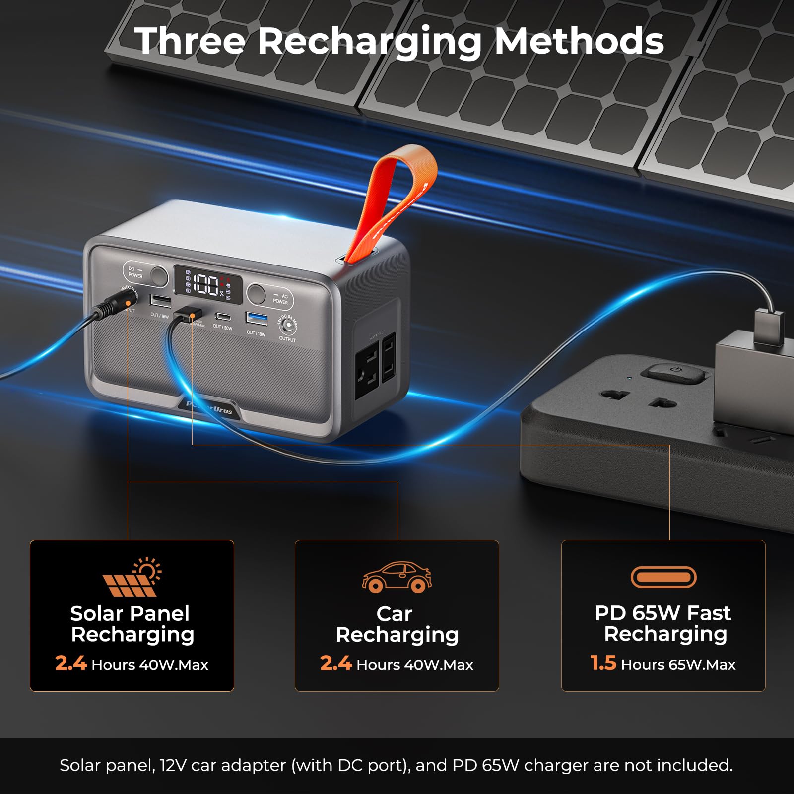PowerUrus three recharging methods for flexible power input