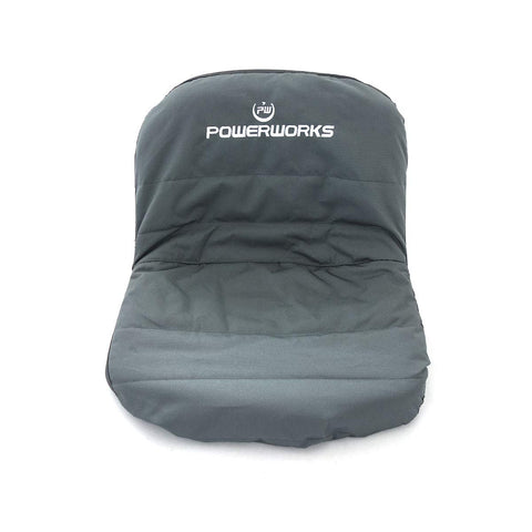 POWERWORKS Weatherproof Deluxe seat cover with back pocket keeps gloves within reach.