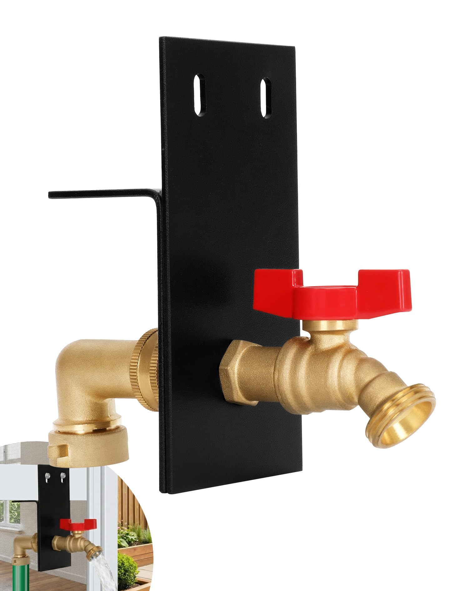 Powhorse Water Spigot Kit brass outdoor faucet extender for garden irrigation.