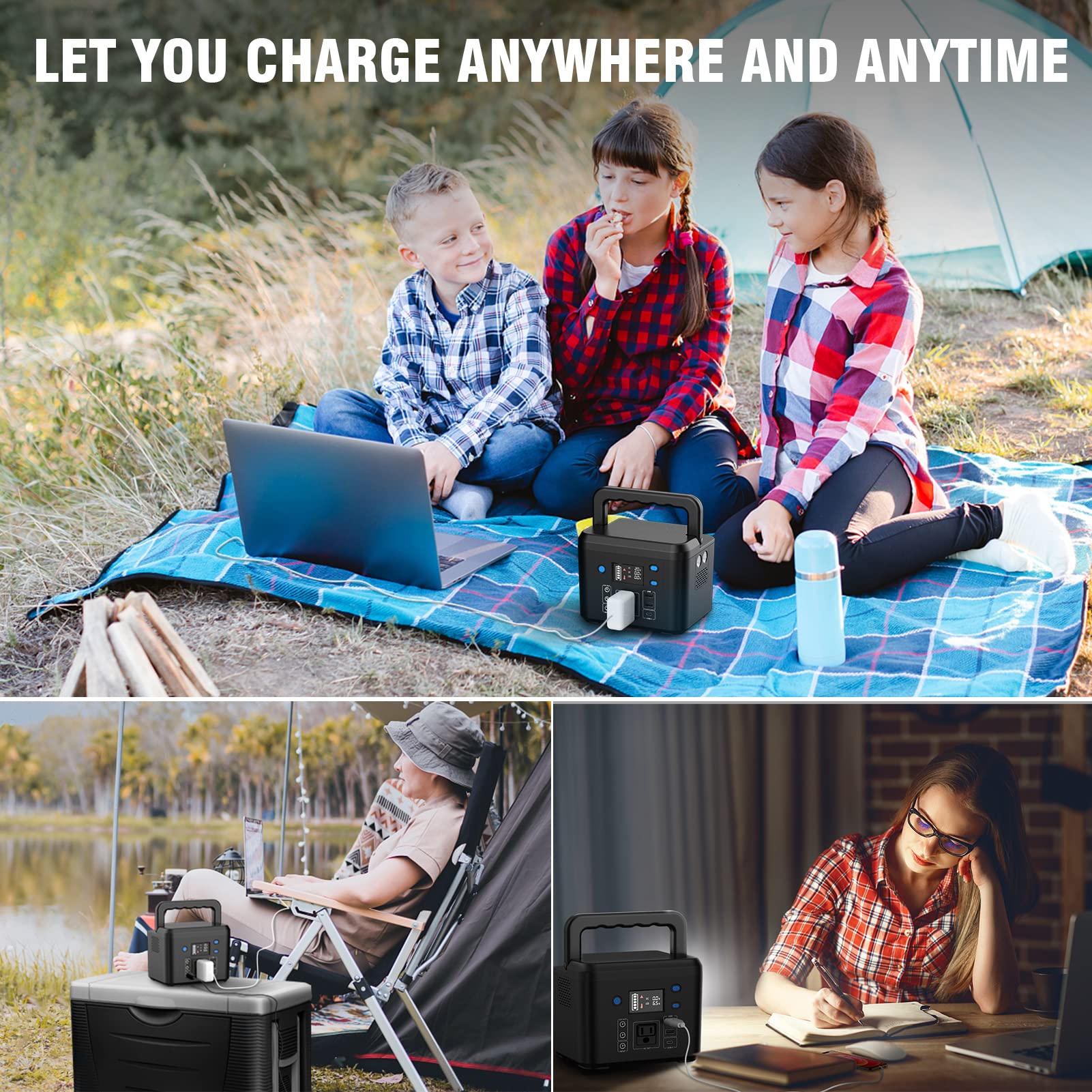 Powkey 120Wh power station with ergonomic handle ideal for outdoors.