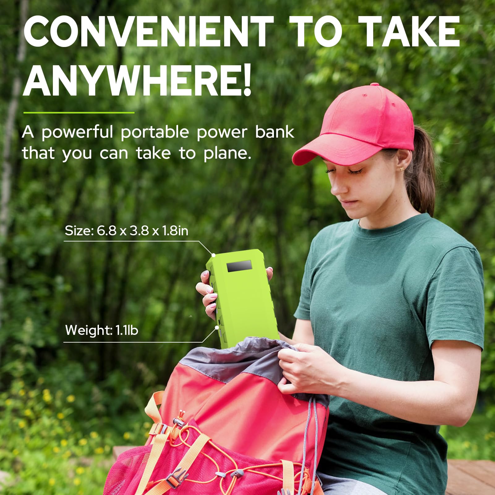 Powkey compact, lightweight design fits in a travel bag.