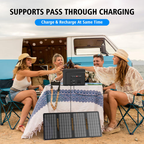 Powkey complete kit includes panels and cables for outdoor power.