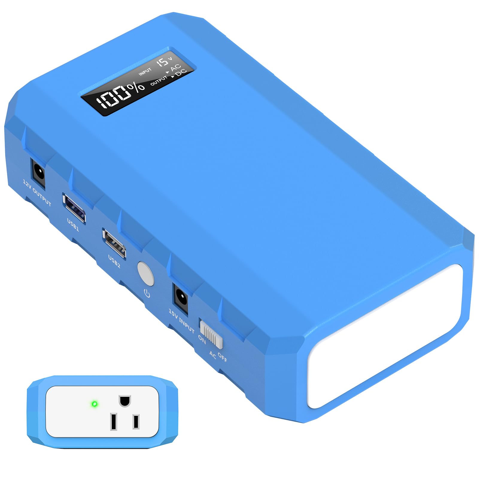 Powkey portable power station with AC outlet for on-the-go charging and backup power.