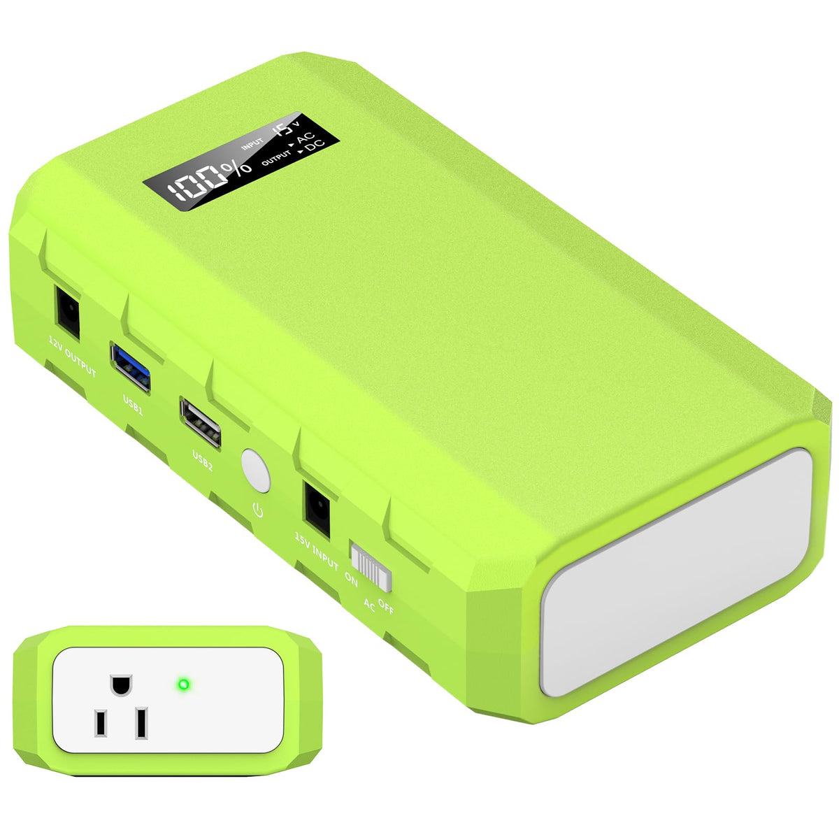 Powkey portable power station with AC outlet for on‑the‑go charging.