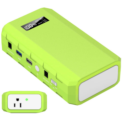 Powkey portable power station with AC outlet for on‑the‑go charging.