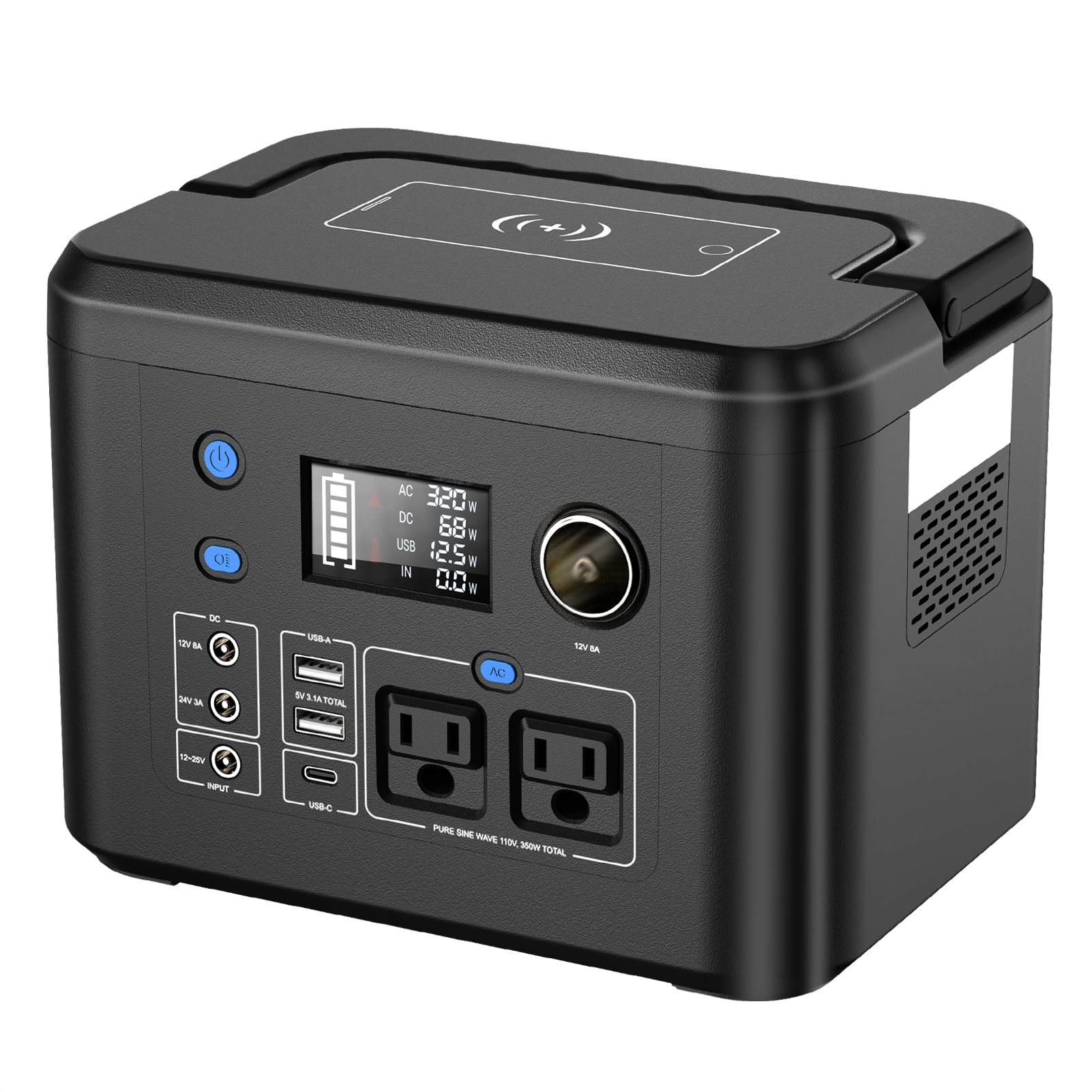 Powkey R350 front view portable power station for outdoor use