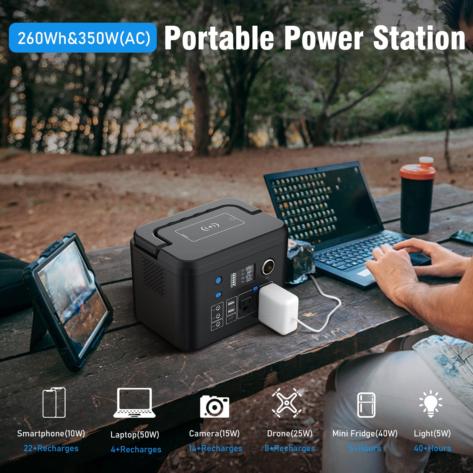 Powkey R350 pass-through charging for simultaneous device power