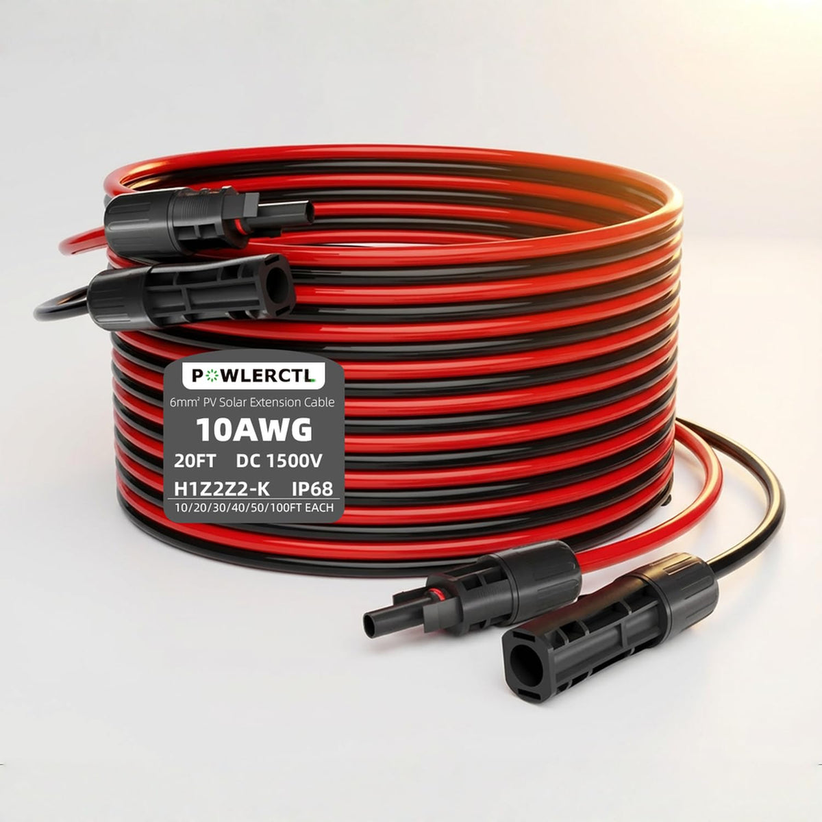 PowlerCTL solar extension cable 20ft for a reliable RV solar setup.