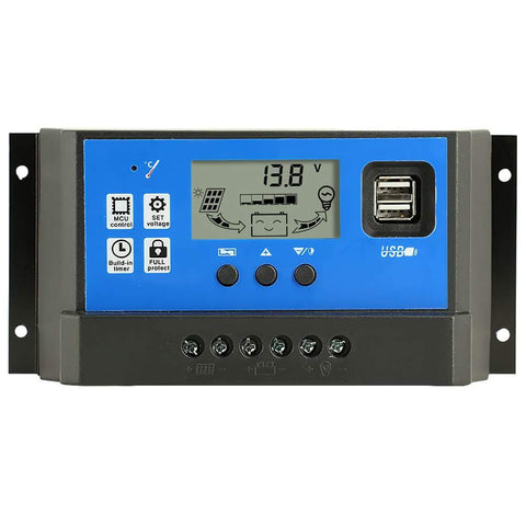 PowMr 60A charge controller front panel display for precise parameter tuning.