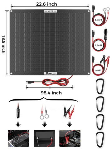 POWOXI weatherproof setup illustrates safe, spark-proof 12V charging in wet conditions.