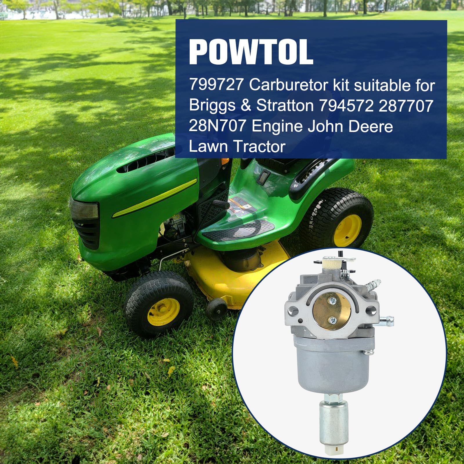 Powtol 594593 carburetor kit closeup highlights durable brass components.