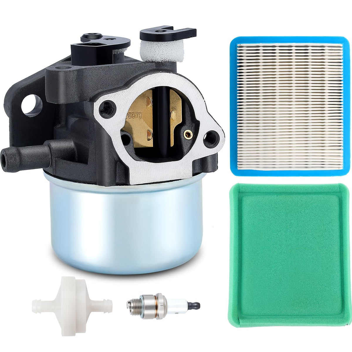 Powtol 799866 carburetor front view for Briggs and Stratton 190cc engines, reliable replacement.