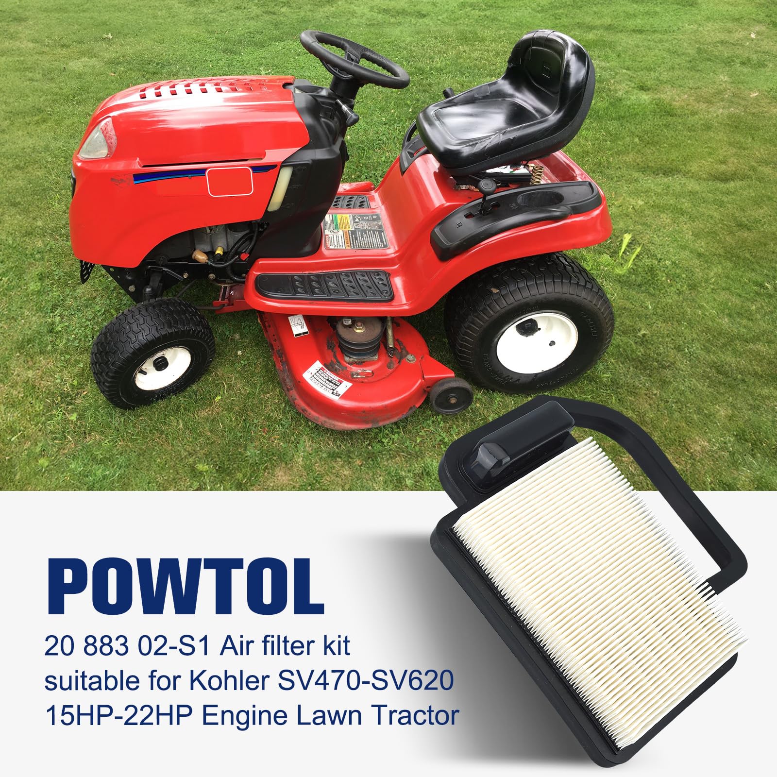 Powtol air filter 20-083-06-S for Kohler Courage engines maintains clean air flow