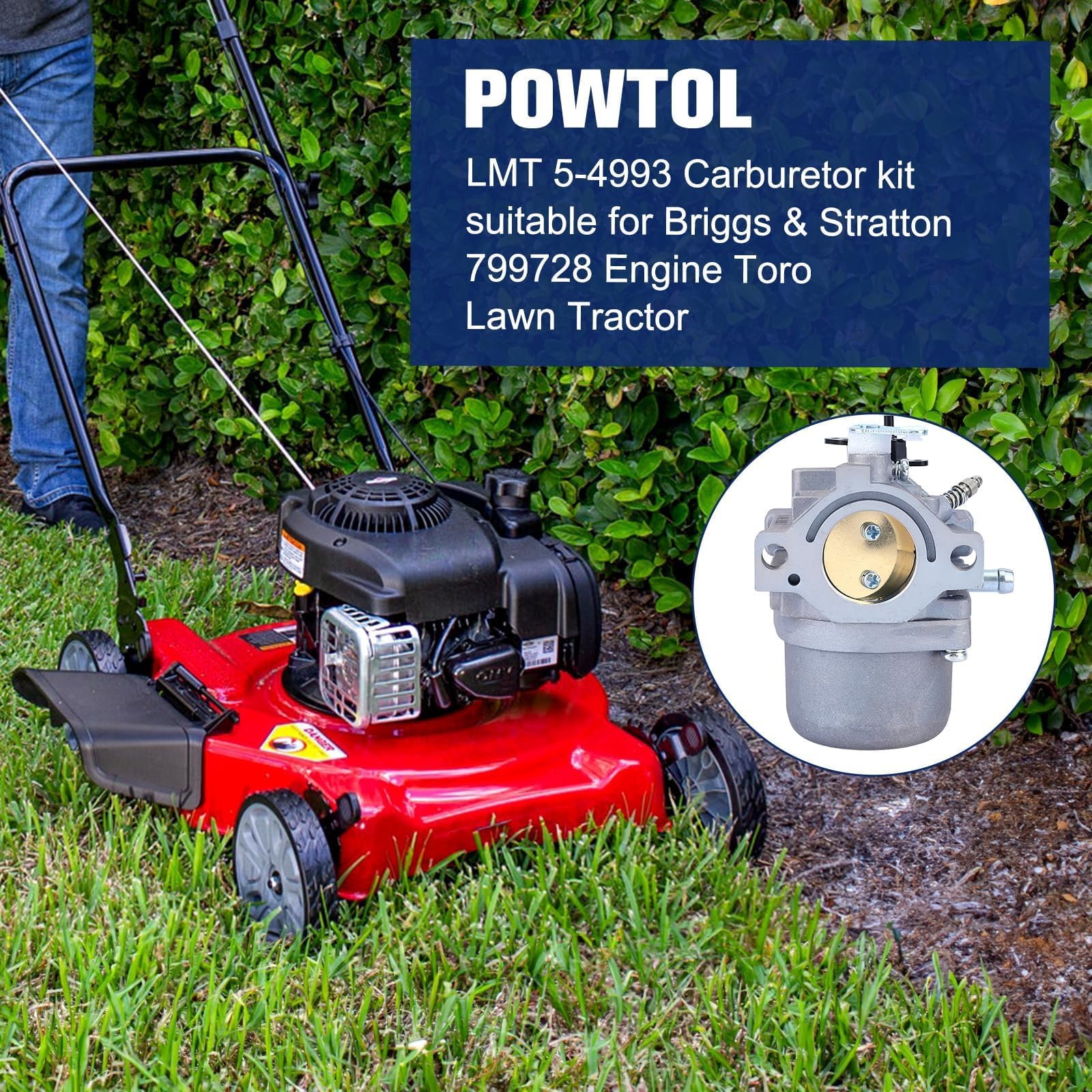 Powtol LMT 5-4993 carburetor kit for Briggs Stratton 28B707, easy calibration