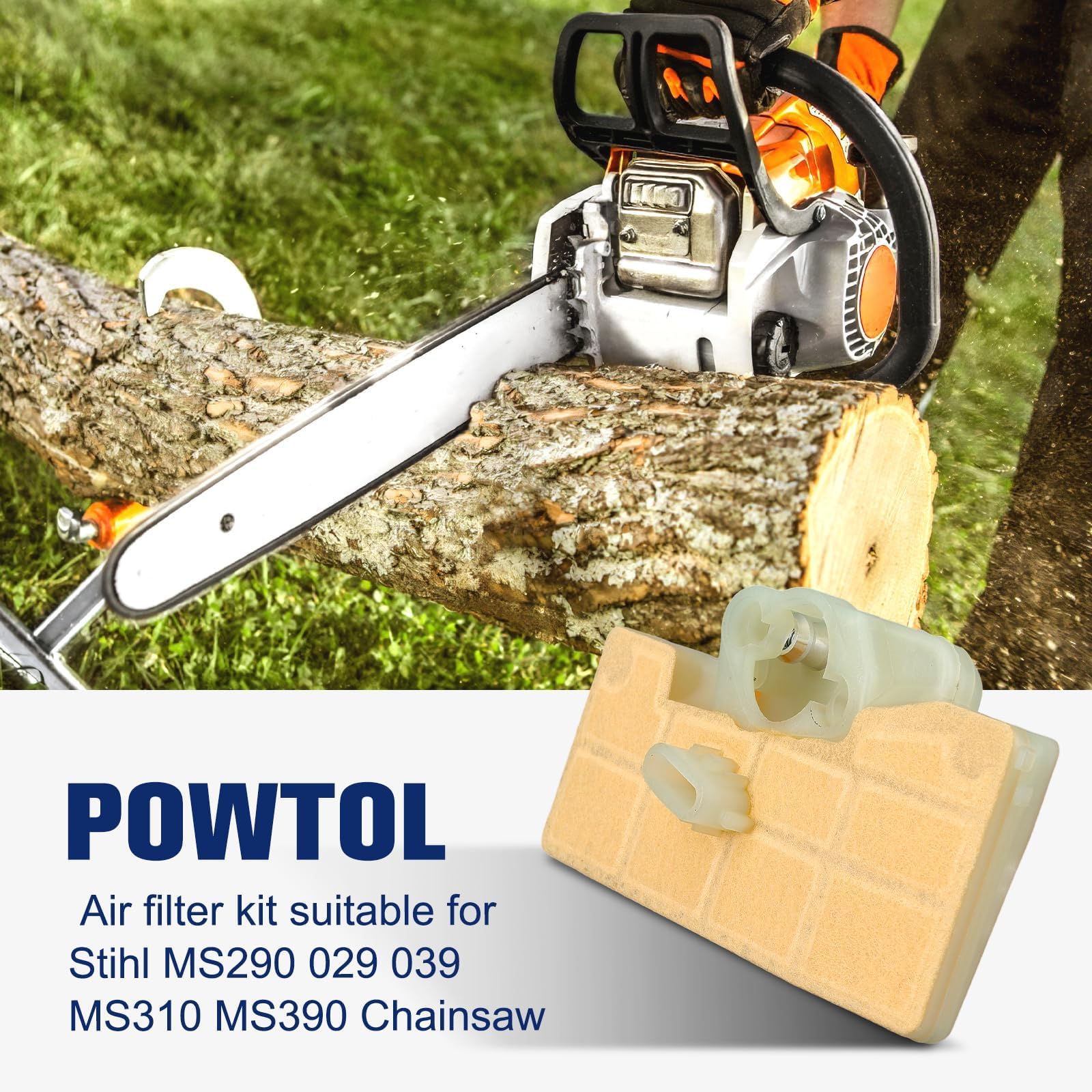 Powtol MS290 air filter kit included for quick maintenance and compatibility