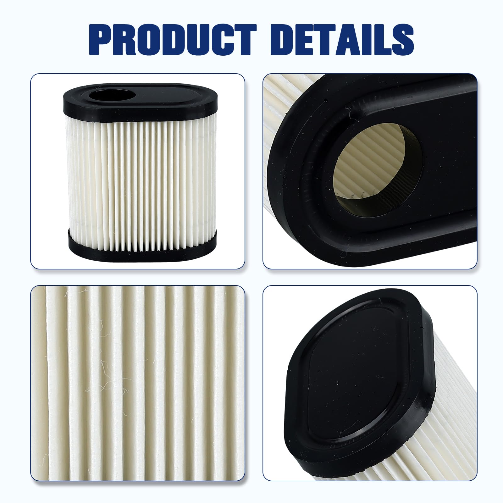 Powtol packaging box image emphasizes 2 air filters and 1 spark plug.