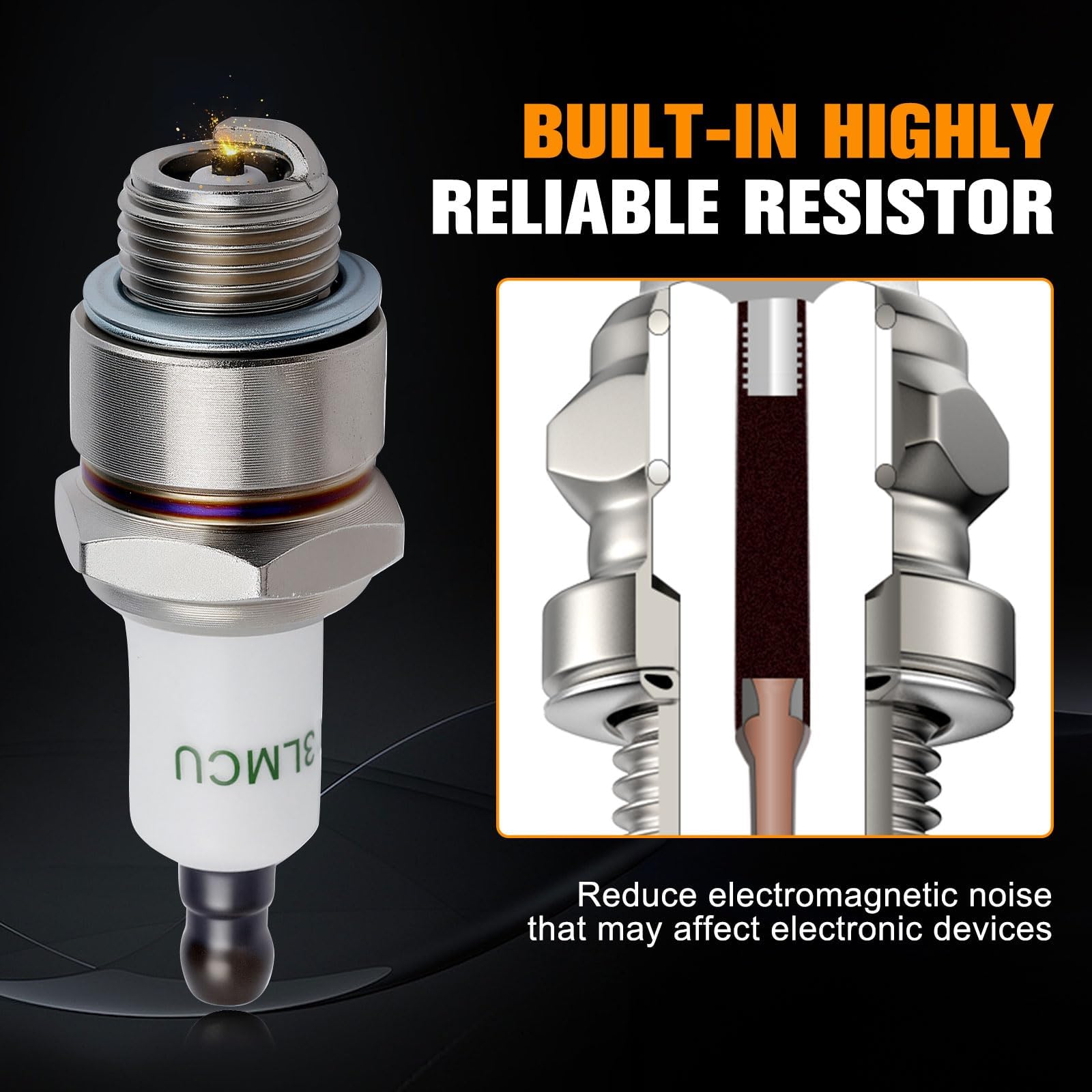 Powtol RJ19LM spark plug top view focuses on sealing and heat resistance features