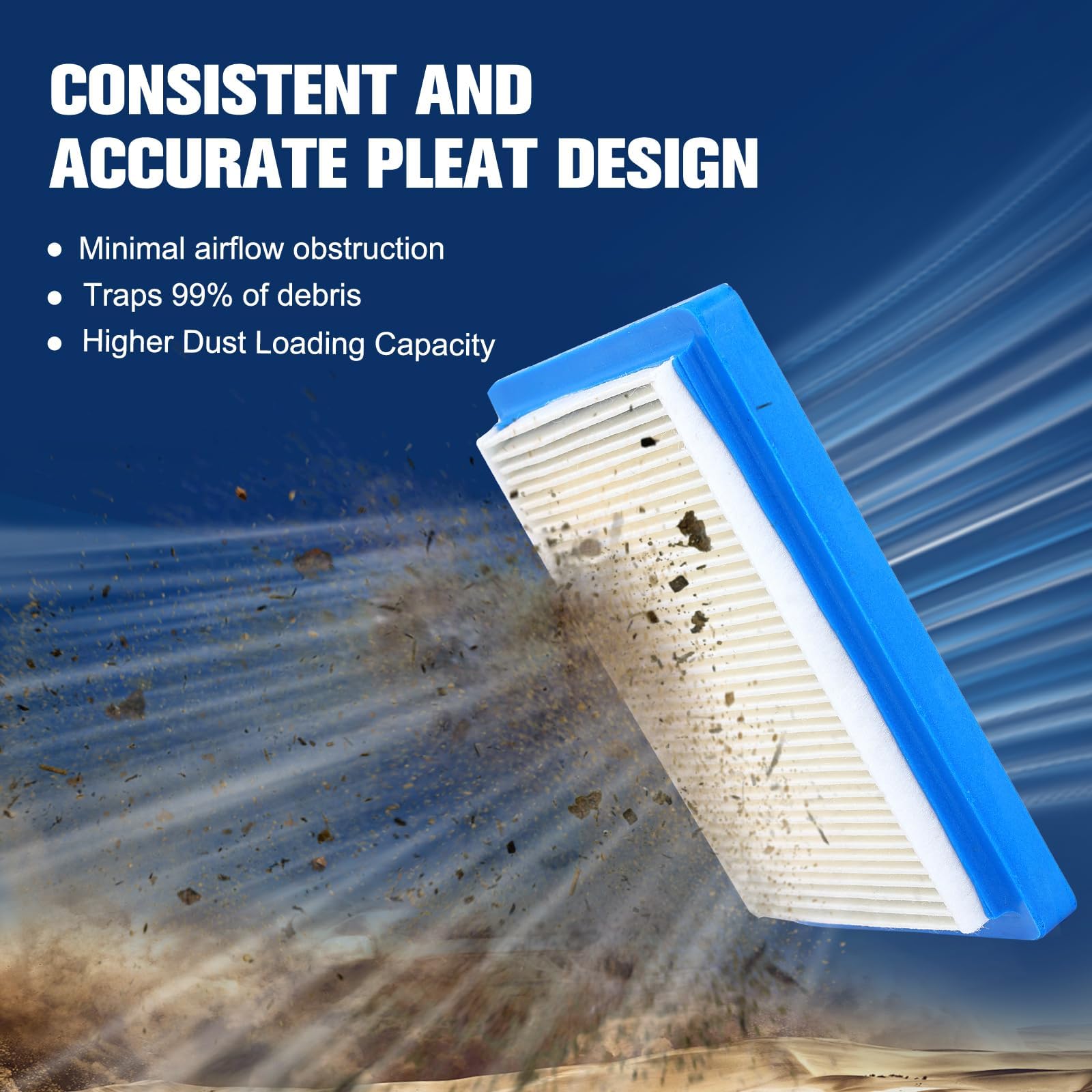 Powtol XT650 air filter close-up shows sturdy construction and dust resistance.