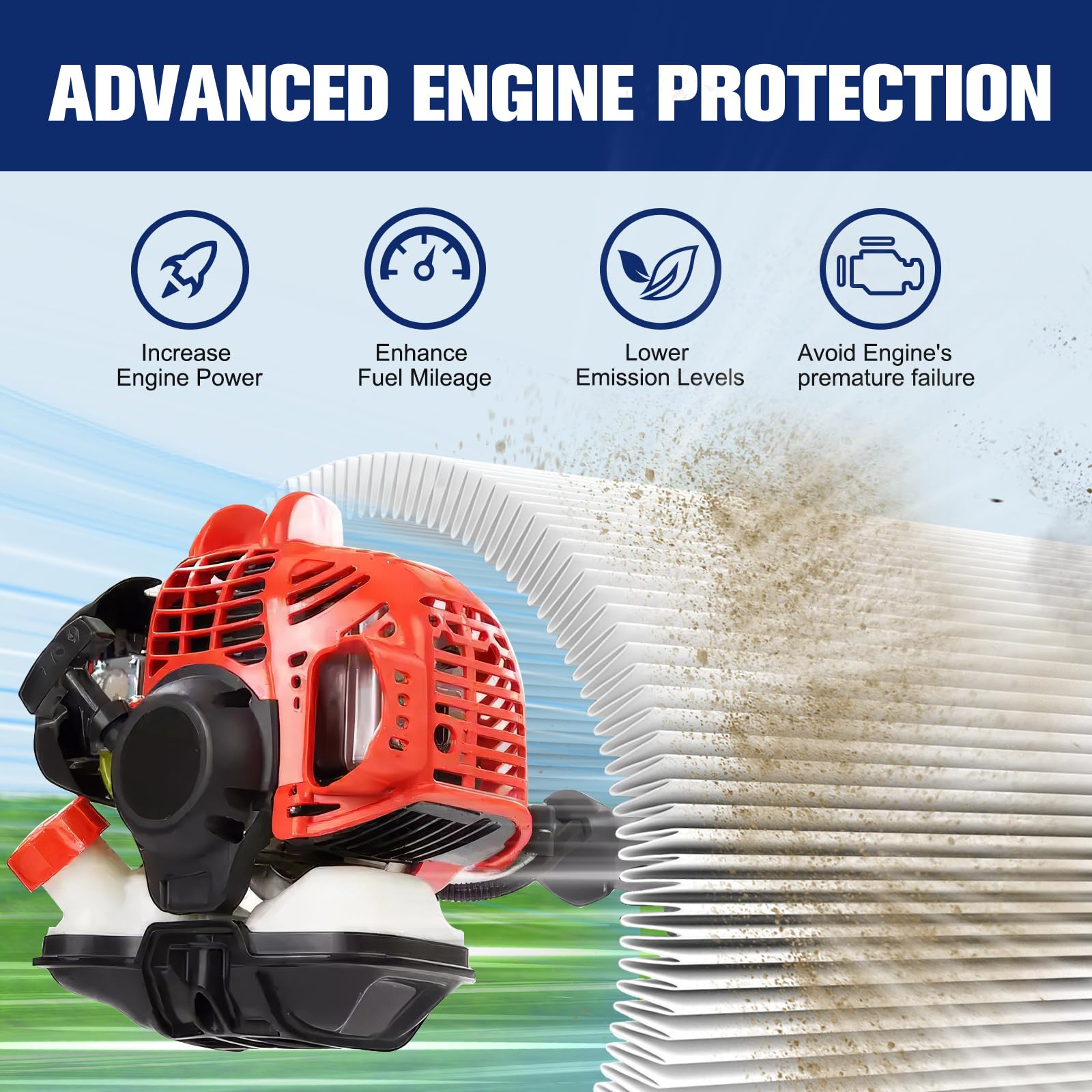 Powtol SRM 225 air filter durable body supports long life in outdoor tools.