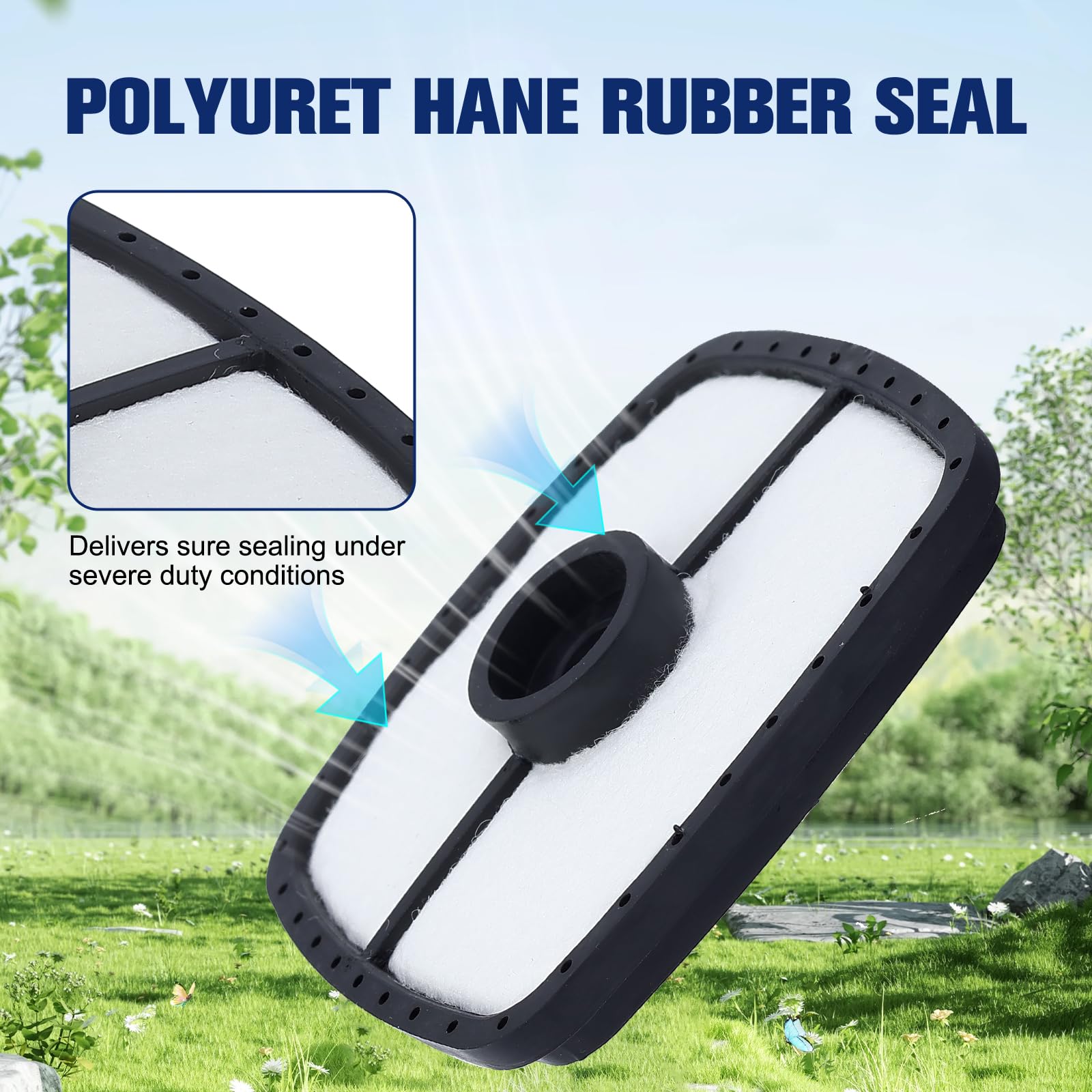Powtol SRM 225 air filter size spec highlights 2-5/8 by 2-5/8 inches.