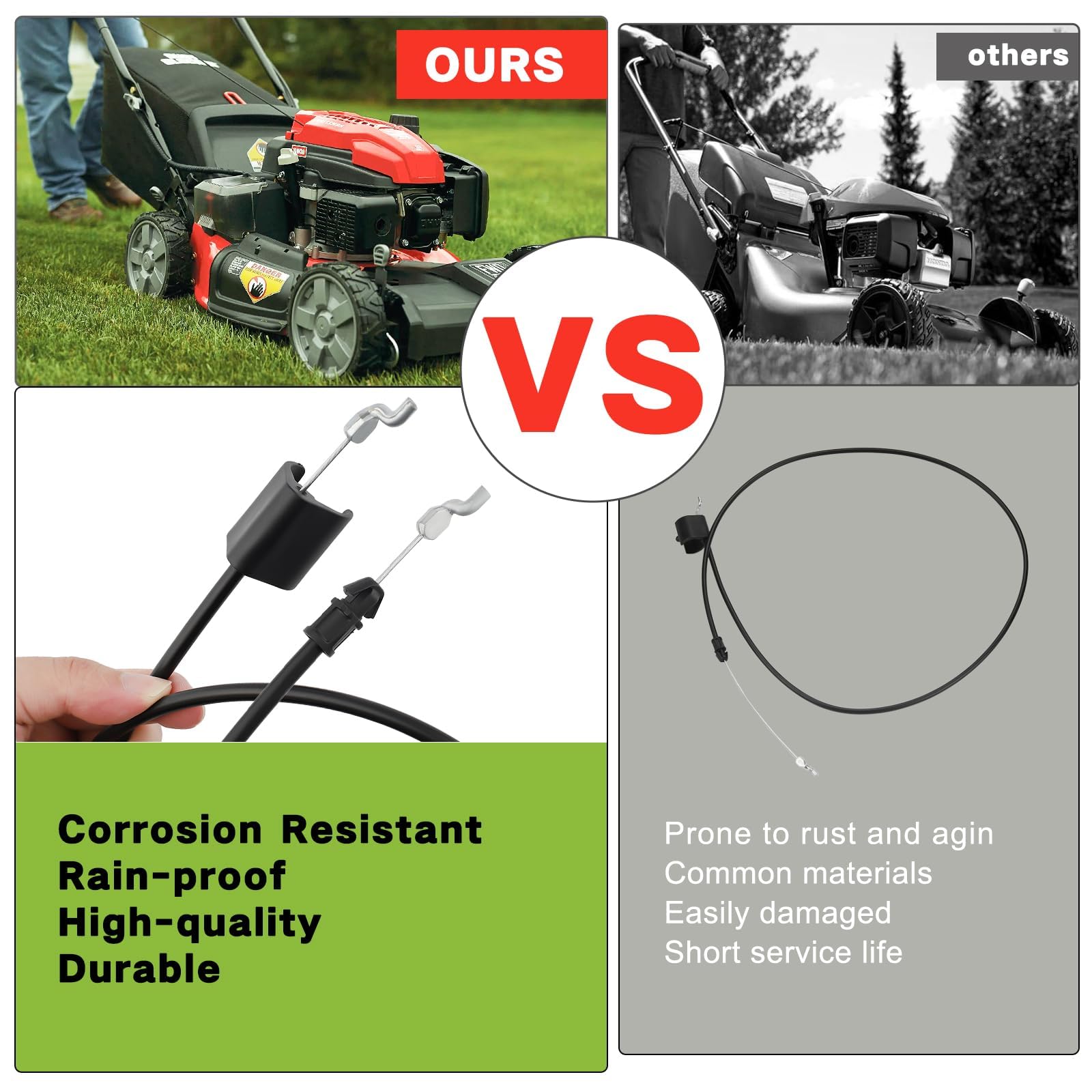 Powtol throttle cable for Craftsman 917388-series enables smooth throttle operation.