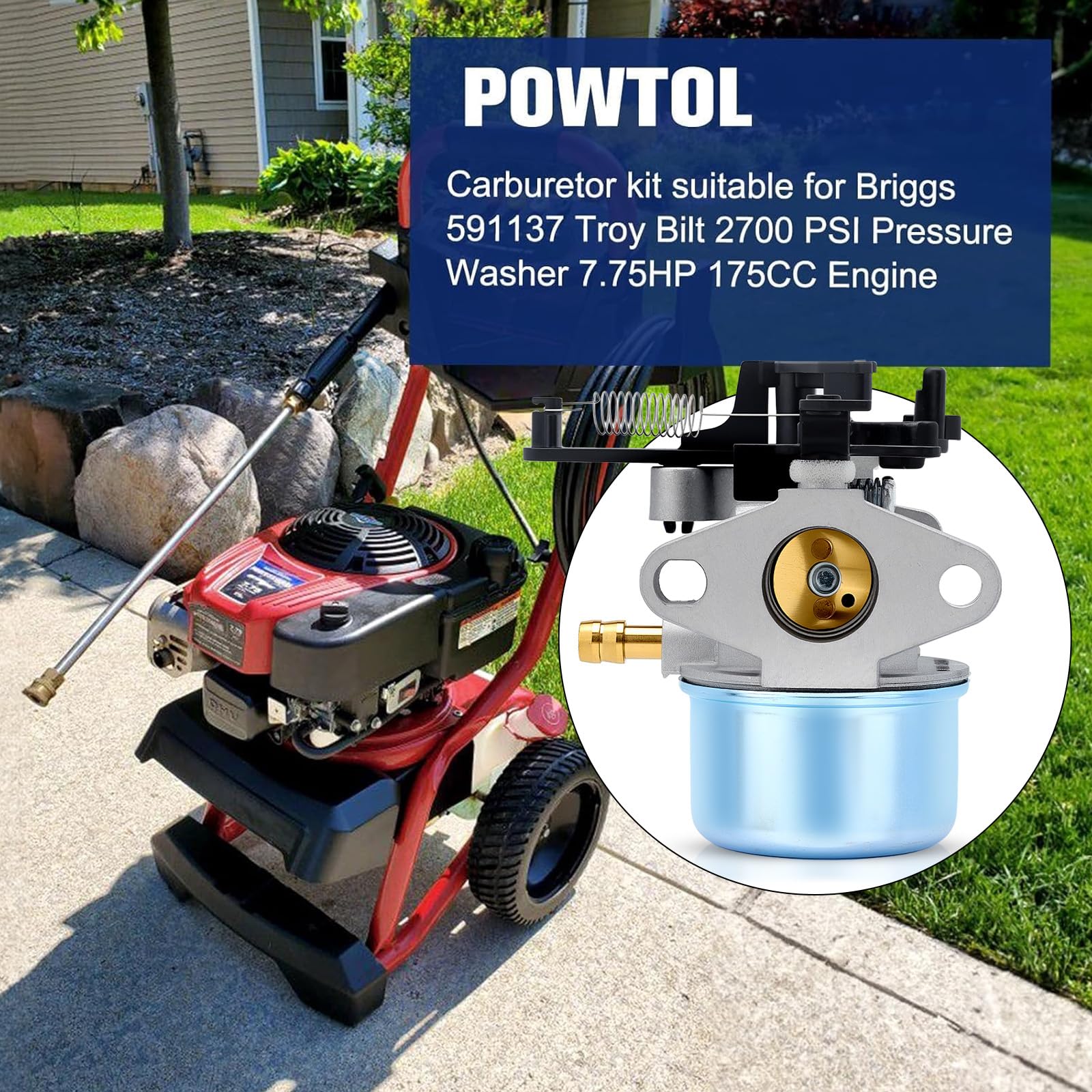 Powtol Troy-Bilt 2800psi carburetor supports smooth operation on higher PSI tasks