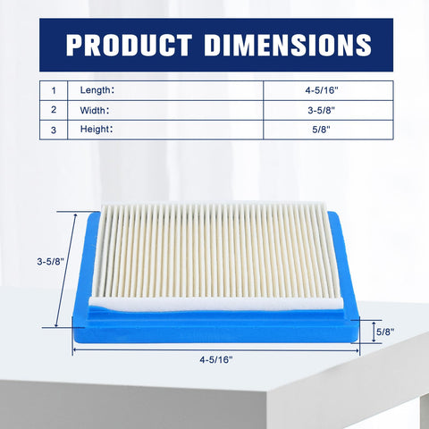 Powtol XT650 filter dimensions match the original 4-3-8 x 3-5-8 x 9-16 in.