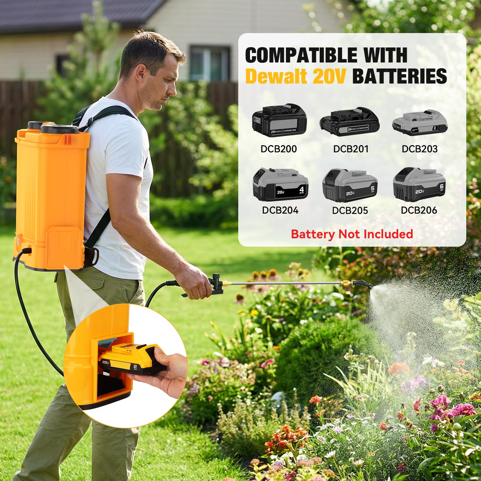 Poxsmuly sprayer with 39-inch telescopic wand enables precise reach.