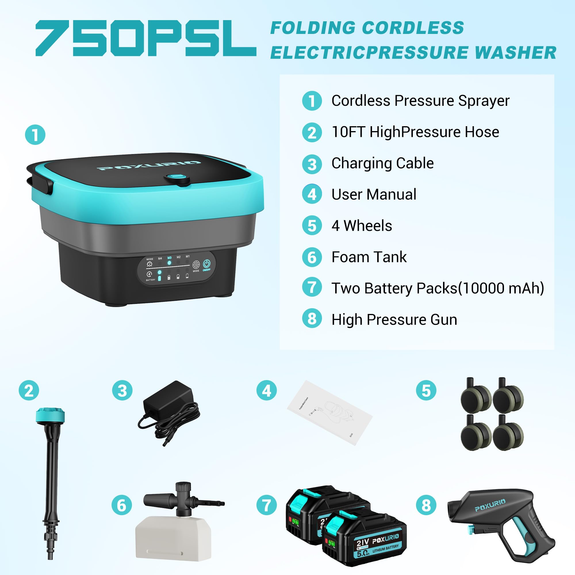 POXURIO 10ft hose provides reach and flexible cleaning angles