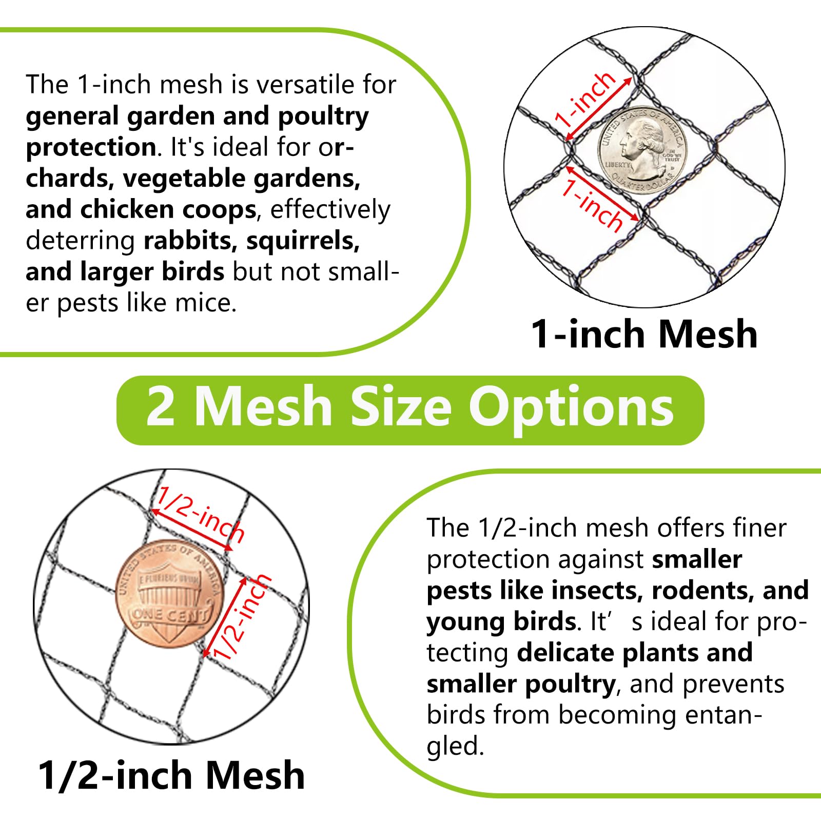 POYEE multi-use garden netting supports ponds, beds, and coops year-round.