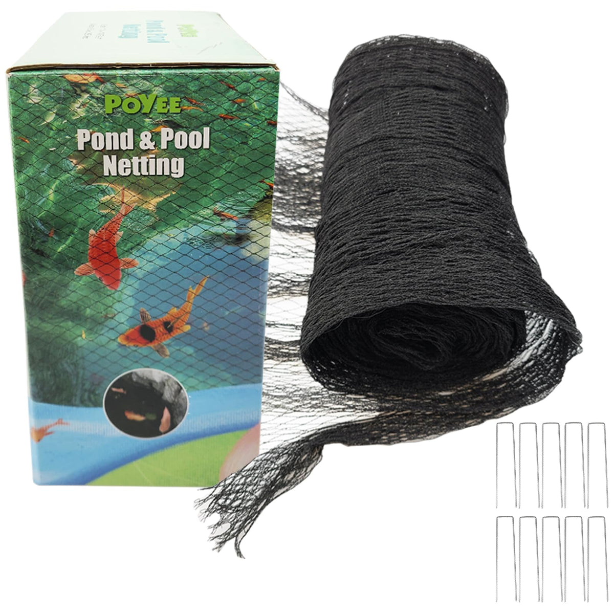 POYEE pond netting laid over leaves to protect koi ponds from debris and birds