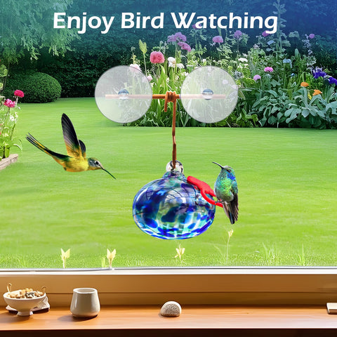 Pozfun hand-blown glass hummingbird ball adds artisanal charm and durability.