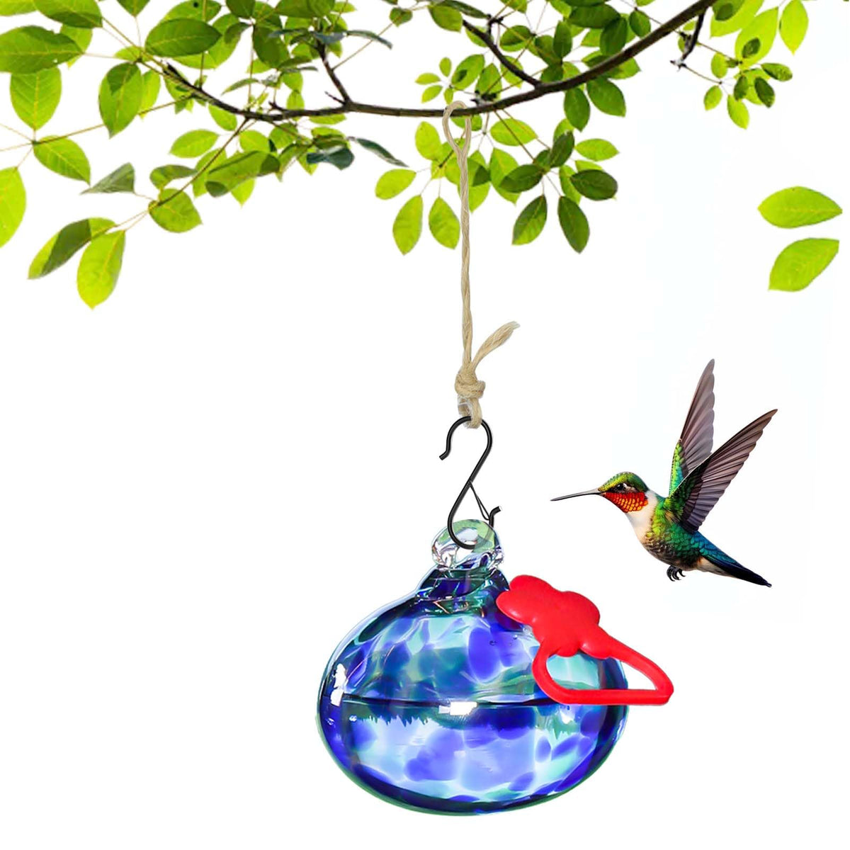 Pozfun small hummingbird feeder ball: handcrafted glass artistry that attracts hummingbirds to your garden.