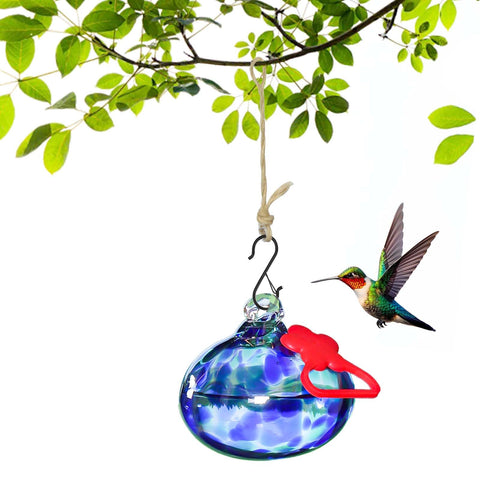 Pozfun small hummingbird feeder ball: handcrafted glass artistry that attracts hummingbirds to your garden.
