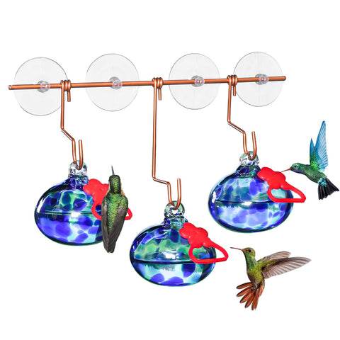 Pozfun window hummingbird feeder with suction cups for stable window mounting.