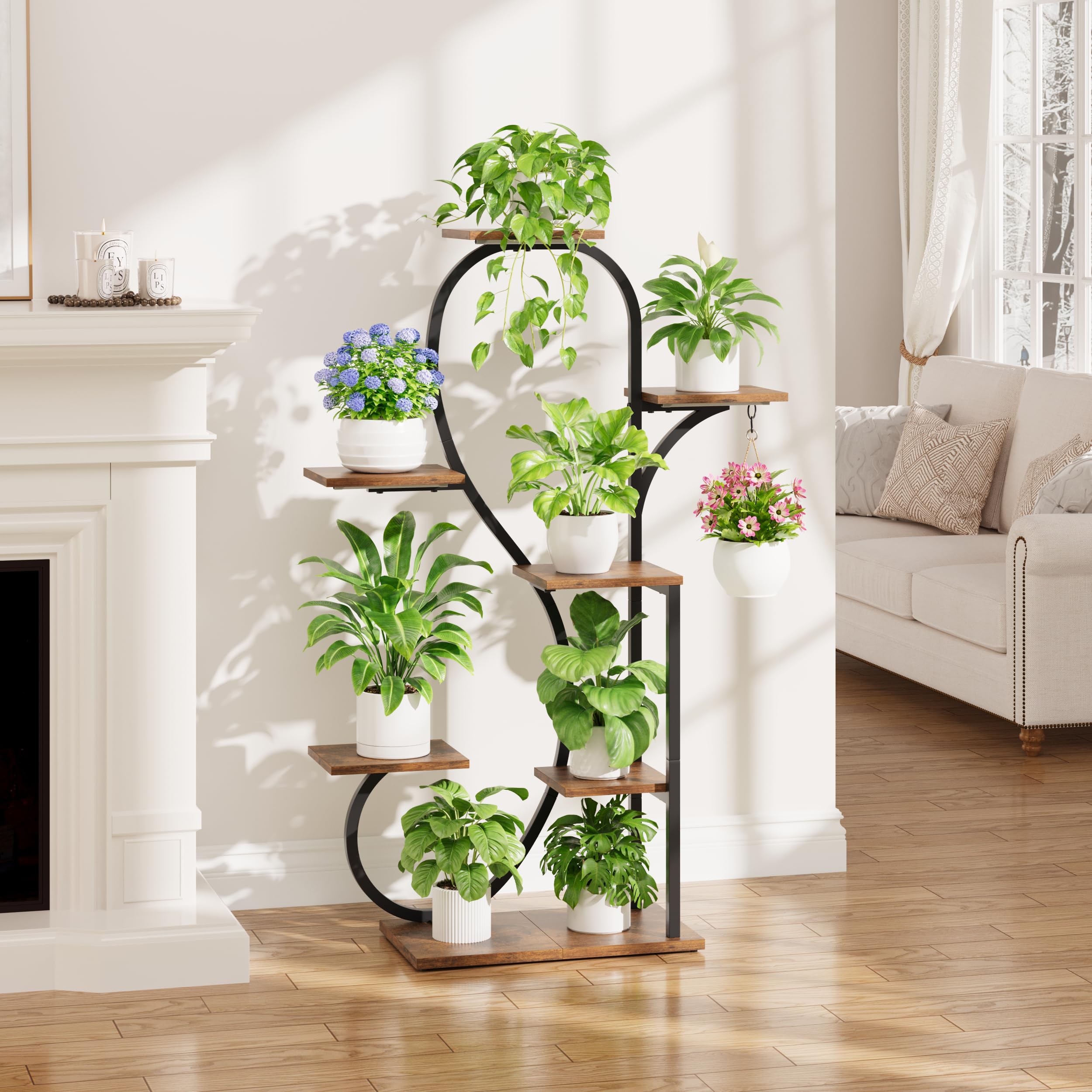 POZILAN plant stand helps organize multiple plants while keeping floors clear