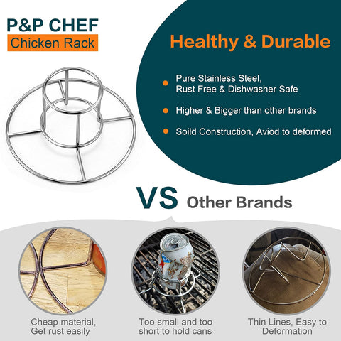 P&P CHEF beer can chicken holder center frame 3x3.5 inch fits standard 12 oz cans