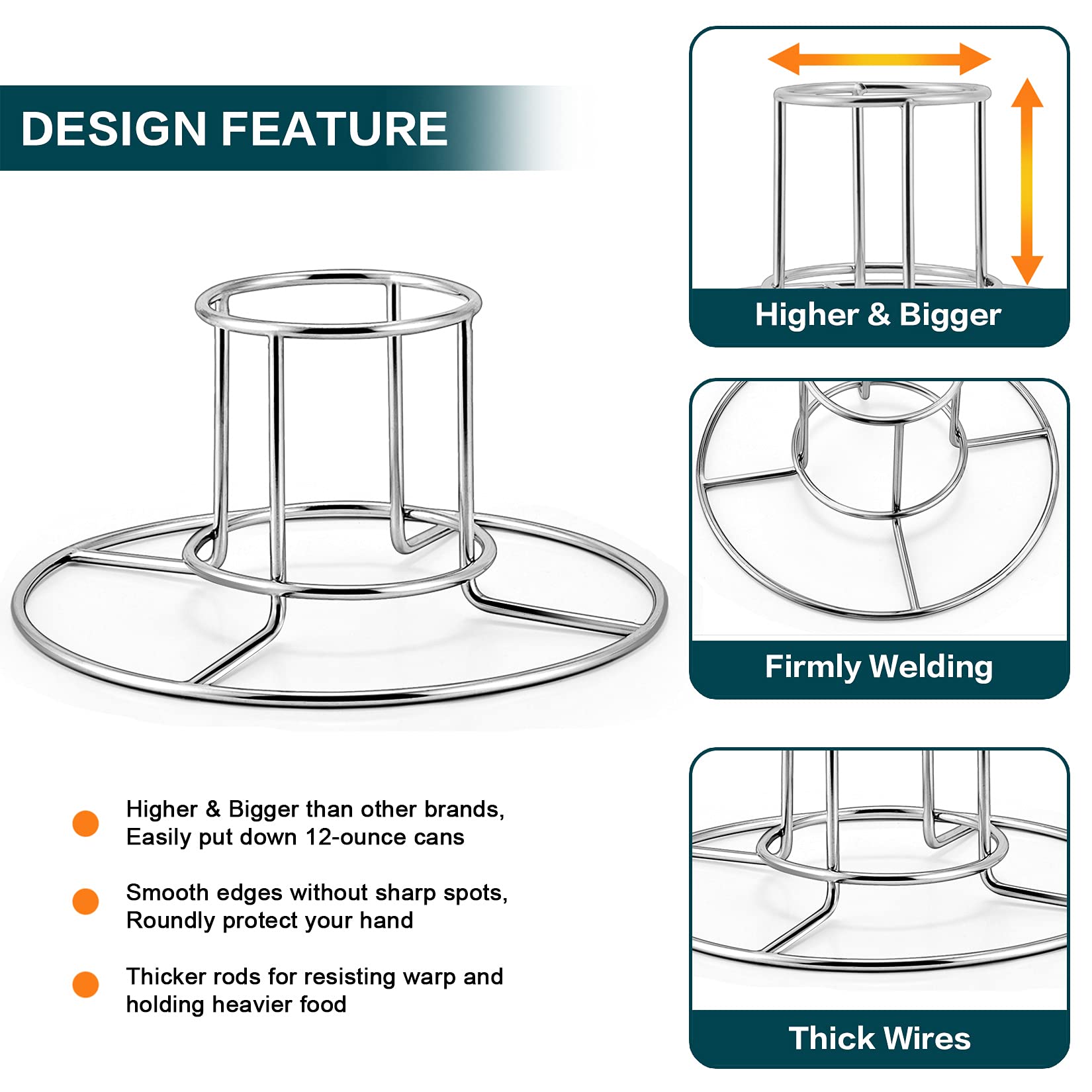 P&P CHEF chicken holder vertical design promotes even airflow for crispy exterior