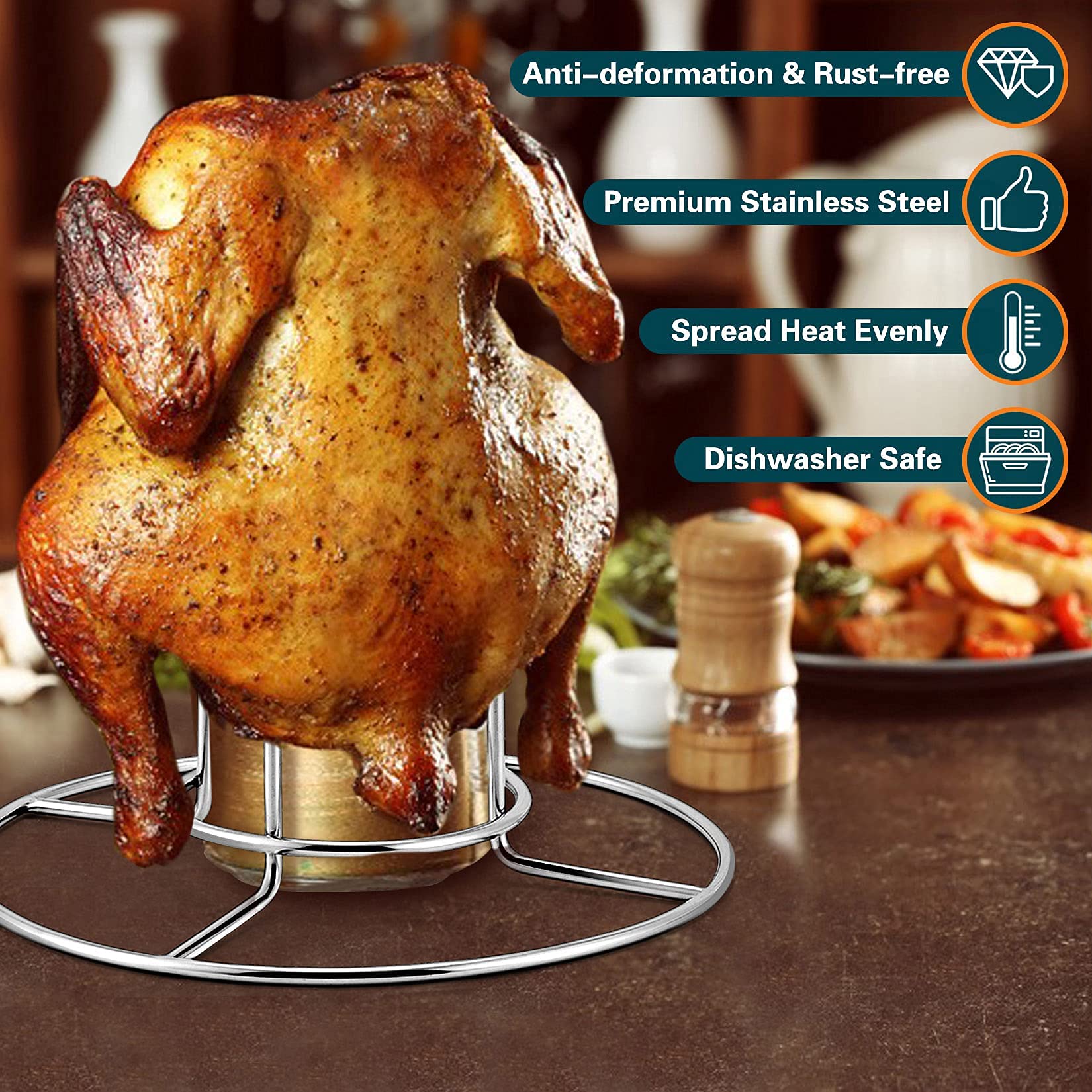 P&P CHEF multi-poultry roaster works with chicken, small turkey, and duck