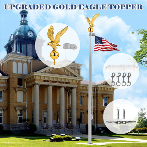 PPQ flagpole hardware kit with universal fit for 20/25/30 ft poles
