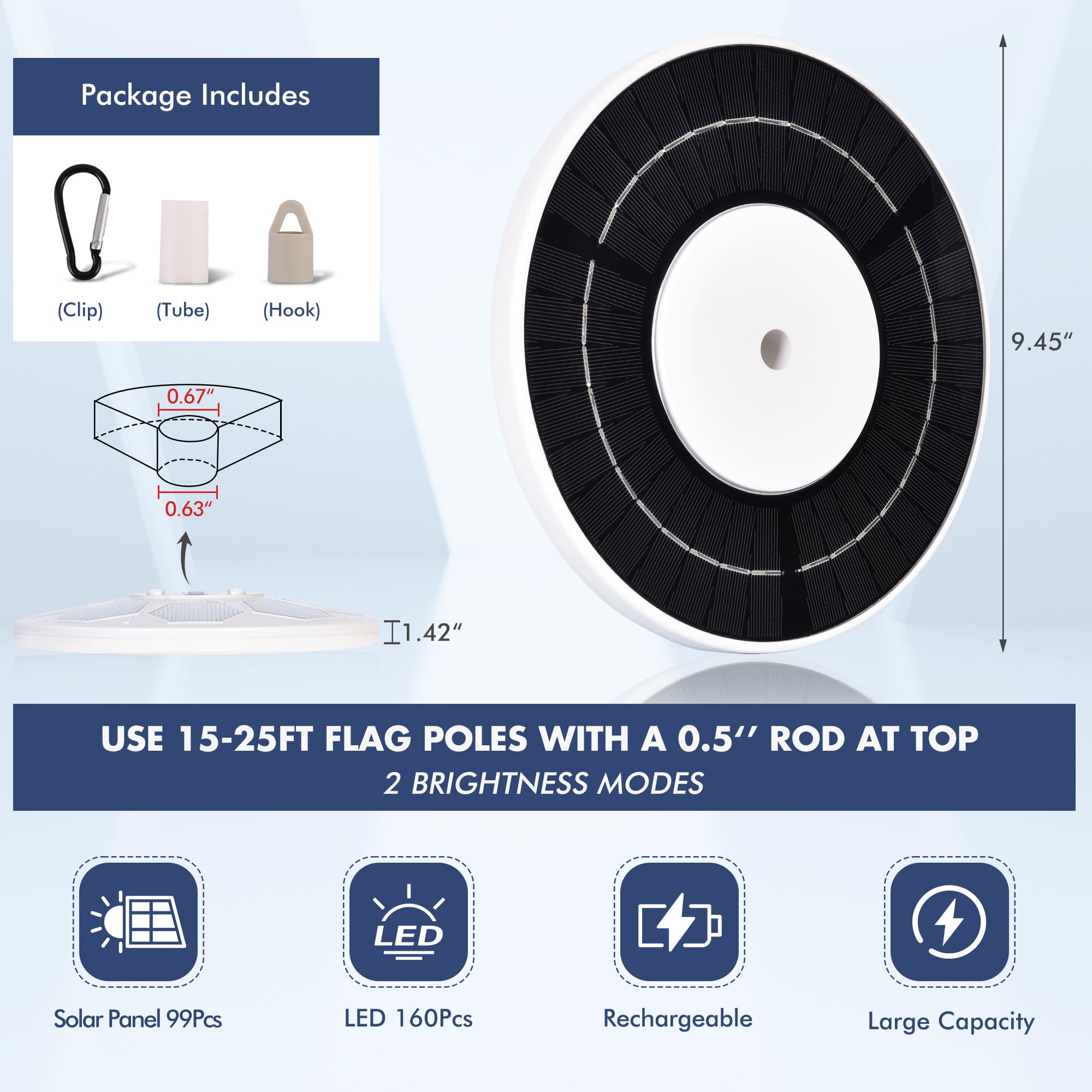 PPQ flagpole light fits 15-25 ft poles for quick outdoor installation.