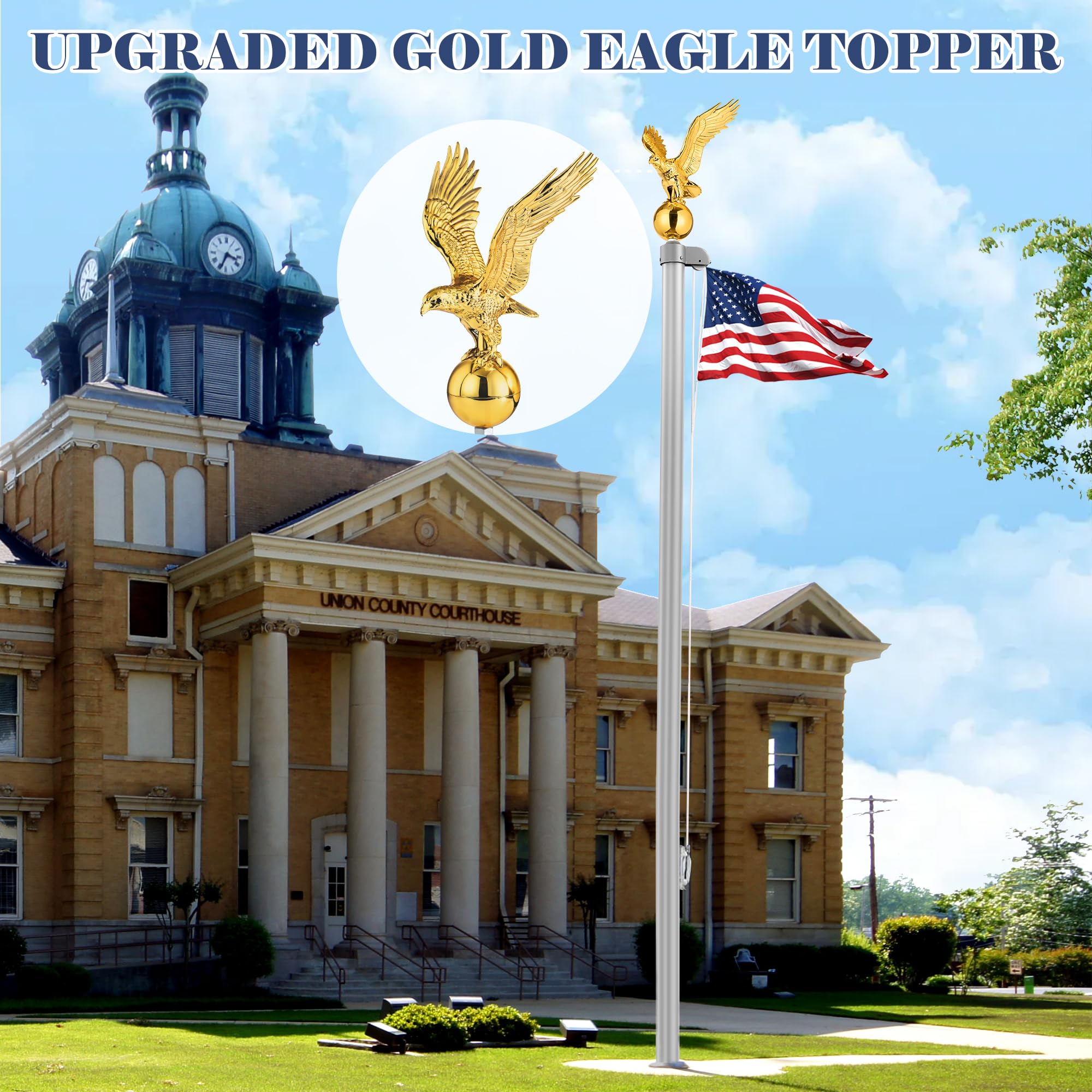 PPQ gold ball finial 3-inch adds finishing touch to flagpole