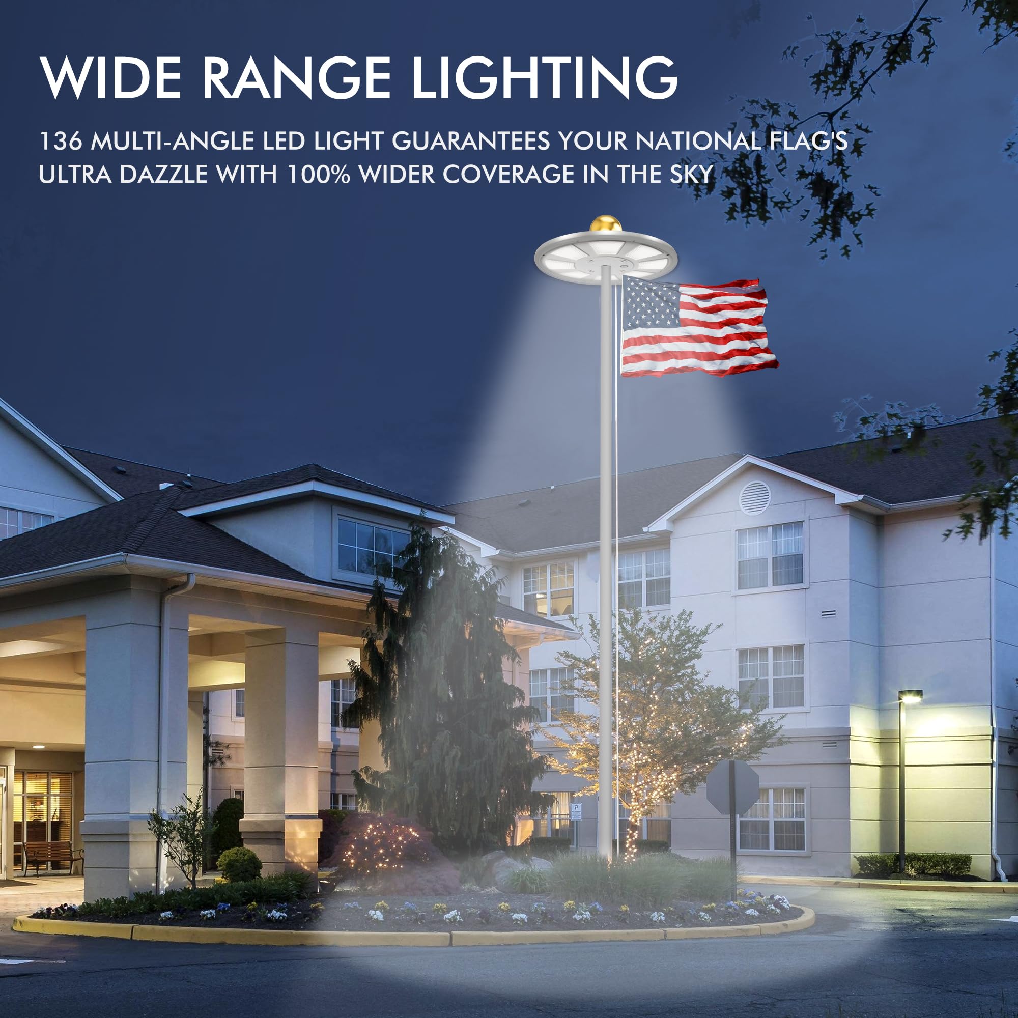 PPQ light uses 66 solar panels to maximize sun energy for reliable lighting.