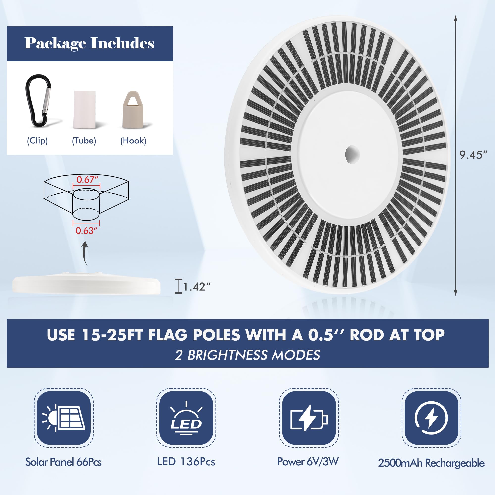PPQ Premium Ivory Flag Light is waterproof for all-weather performance.