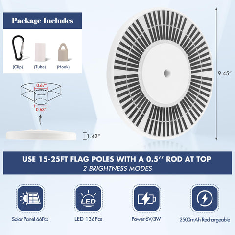 PPQ Premium Ivory Flag Light is waterproof for all-weather performance.